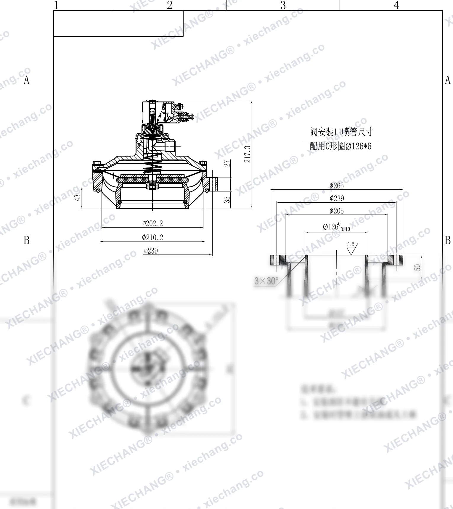 DCF-F-Y-115S · 4.5" · жарылыстан қорғалған суға батырылған импульстік клапан — орнату сызбасы