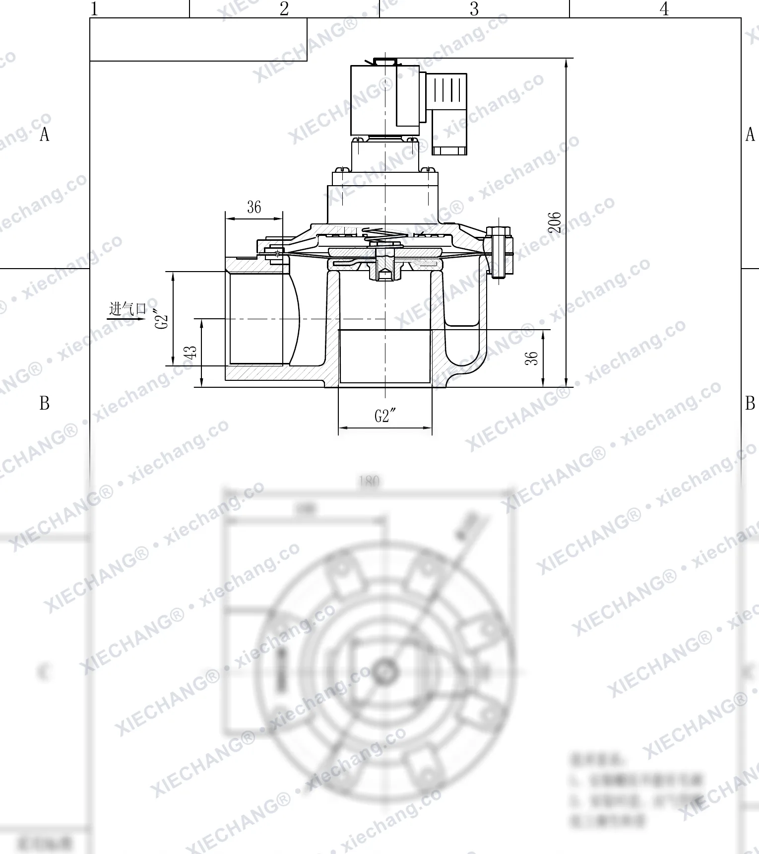 DCF-Z-50S · 2" (DN50) · тік бұрышты импульстік клапан — орнату сызбасы
