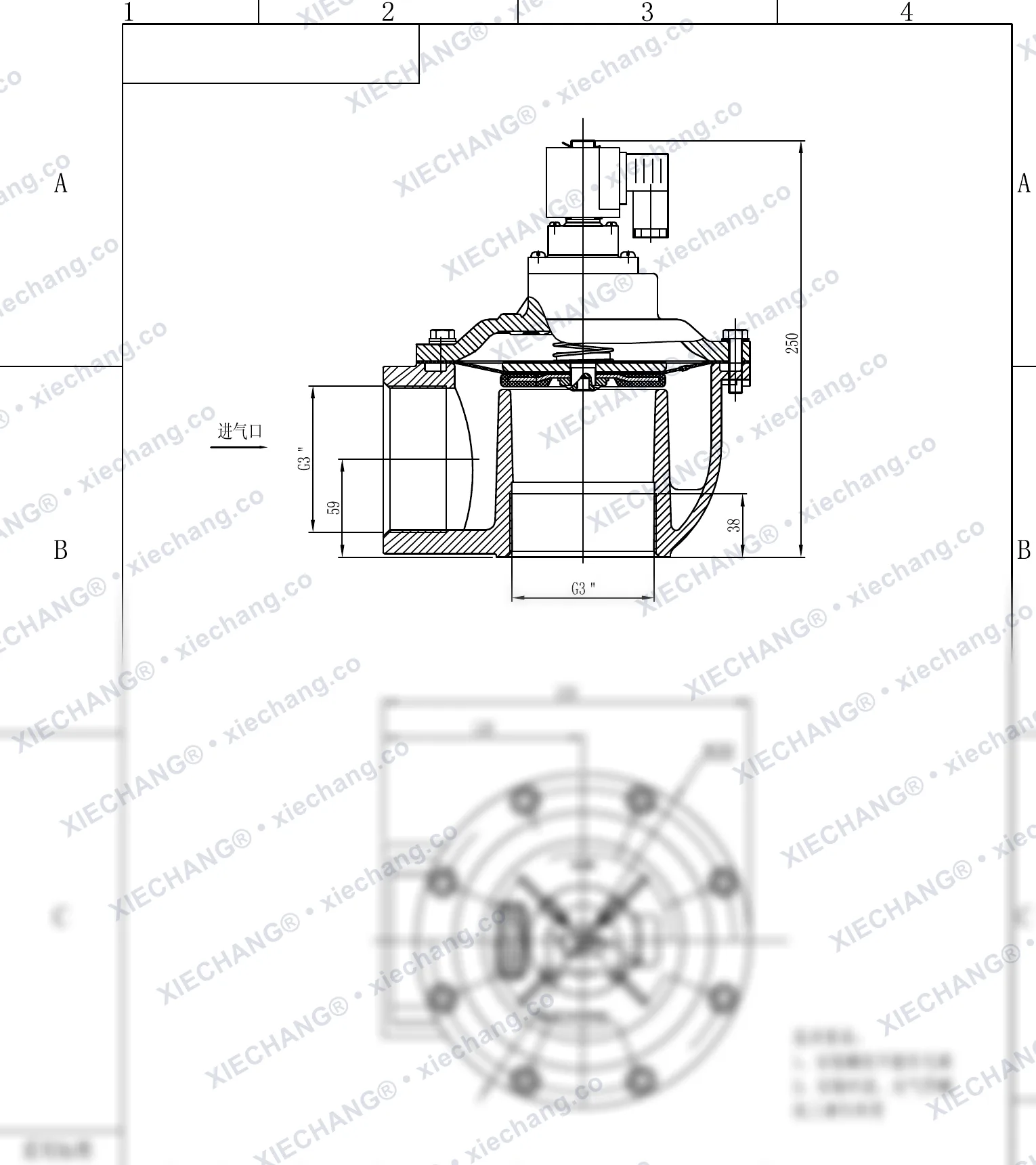 DCF-Z-76S · 3" (DN76) · тік бұрышты импульстік клапан — орнату сызбасы
