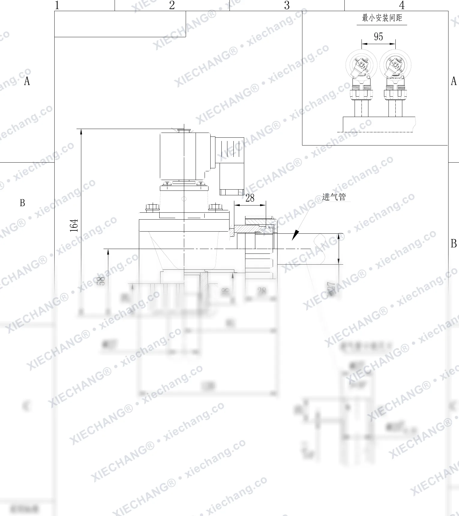 DCF-ZM-20-C · 3/4" · сыртқы бұрандалы импульстік клапан — орнату сызбасы